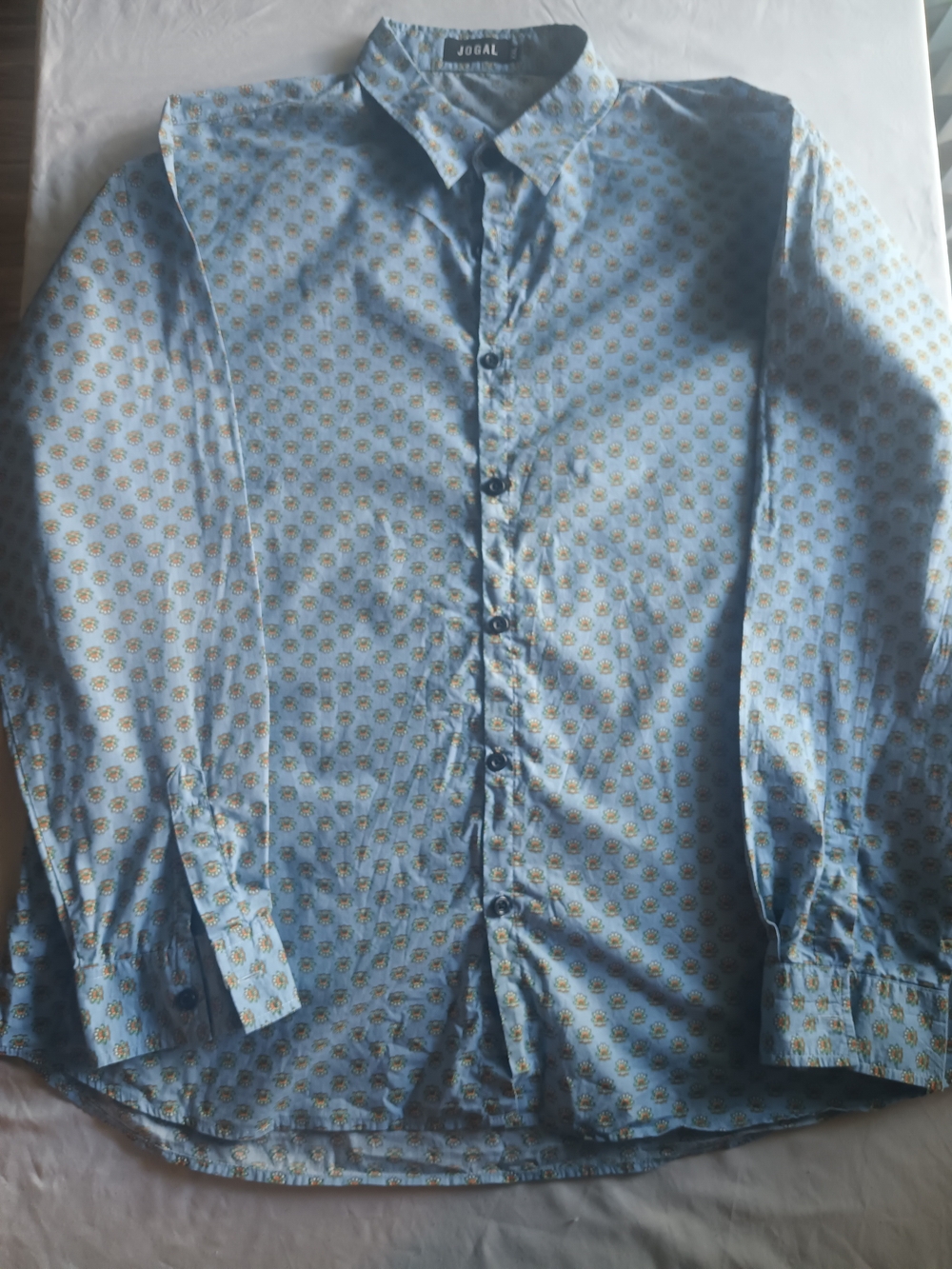 Light Blue Printed Long-Sleeve Dress Shirt by JOGAL